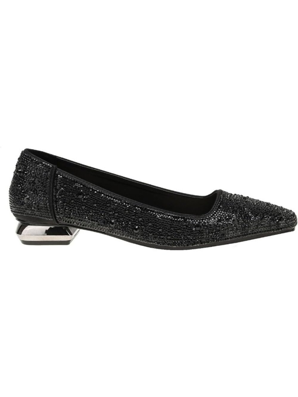 Sparkly Rhinestone Flats for Women | Pointed Toe Glitter Shoes, 0.75" Metallic